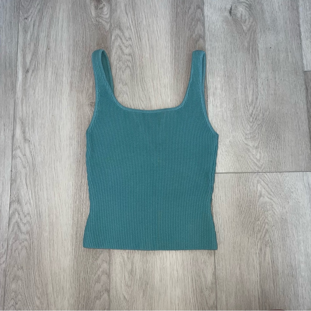 Aritzia Babaton Teal Green Sculpt Knit Tank Top